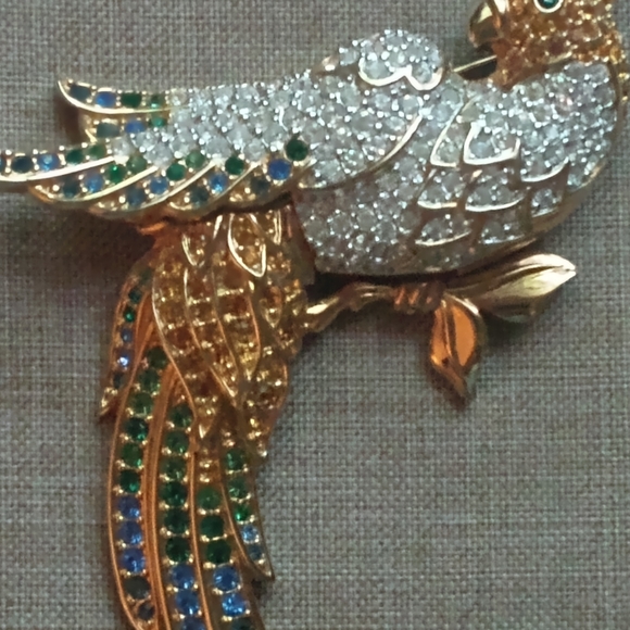 Swarovski Swan VTG Retired Gold Plated Crystal Cockatiel Parrot Brooch/Pin - Picture 4 of 13